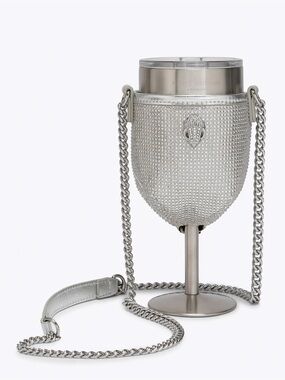 Kurt Geiger NWT Silver Kensington Wine Glass Crossbody Bag